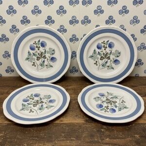 Alfred Meakin Blue Clovers Bread Plates, Set of 4, Vintage England Tableware